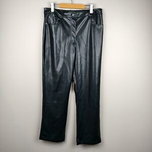 7 For All Mankind Faux Leather Pants Black Womens Size L Y2K Chic Minimalist